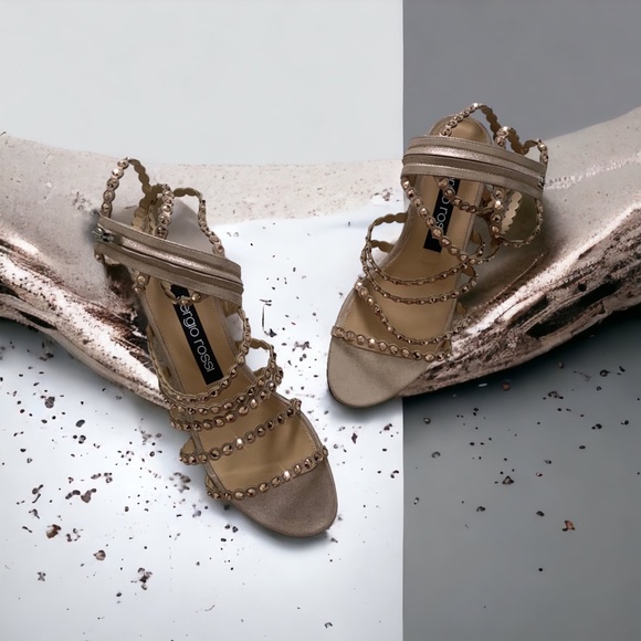 NIB Sergio Rossi Kimberly Crystal Embellished Sandal Flats Size 39.5 $995